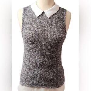 Monteau  Women’s White and Black Sleeveless Sweater Tank Size Medium